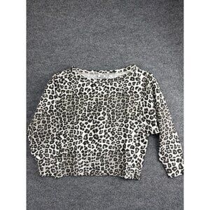 Good American Sweater Womens Small Snow Cheetah Animal Print Pullover Crewneck